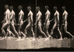 Mann beim Gehen (stroboskopische Fotografie)