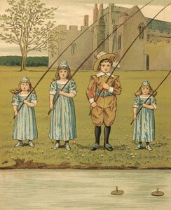Heimleben: Kinder angeln im Fluss von Thomas Crane