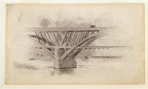 Zeichnung der Girard Avenue Bridge/Verso Skizze eines Ruders von Thomas Eakins