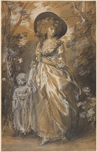 Eine Dame spaziert mit einem Kind im Garten von Thomas Gainsborough