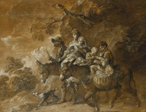 Eine Bauernfamilie auf dem Weg zum Markt