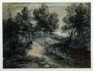 Ein Holzfuhrwerk auf einem Waldweg, 1775-1780