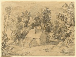 Studie eines Hauses und Schuppens in einem bewaldeten Tal von Thomas Gainsborough