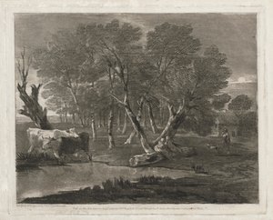 Waldlandschaft mit Kühen neben einem Teich, Figuren und Hütte von Thomas Gainsborough