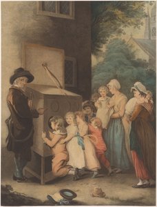 Kinder um eine Guckkasten von Thomas Gaugain