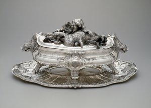 Terrine mit Deckel, Einsatz und Ständer von Thomas Germain