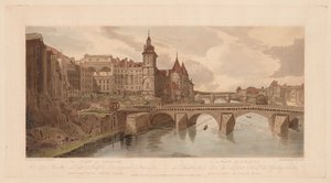 Eine Auswahl von zwanzig der malerischsten Ansichten in Paris: Blick auf Pont au Change, 1803
