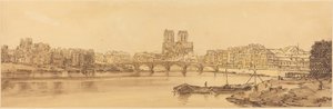 Ansicht von Pont de la Tournelle und Notre Dame vom Arsenal aus: pl.11 von Thomas Girtin