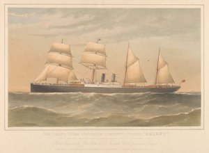 Lithografie des Dampfschiffs 