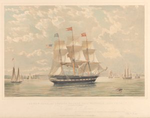 Das New Yorker und Londoner Paket-Schiff Victoria (Einlaufen in den New Yorker Hafen), ca. 1839-44