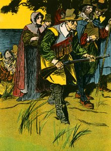 Die Pilgerväter betreten die Neue Welt von Thomas Heath Robinson