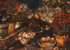 Ein Affe in einem eingezäunten Garten von Thomas Hiepes