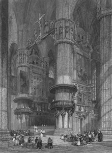 Das Innere des Mailänder Doms, Blick zum Hochaltar, 1844