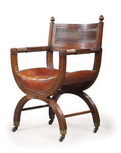 Spätviktorianischer Mahagoni-X-Rahmen-Sessel, zugeschrieben Marsh, Jones & Cribb, nach einem Entwurf von Thomas Hope, ca. 1880 von Thomas Hope
