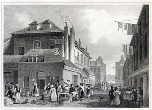 Hungerford Market, Strand, graviert von Thomas Barber, 1830