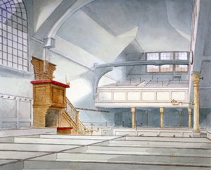 Innenansicht der Kirche St. Bartholomew-the-Great, Smithfield, City of London, 1821