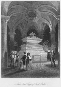 Nelsons Grab, Krypta von St. Pauls, ca. 1841 von Thomas Hosmer Shepherd