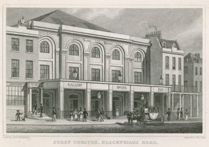 Surrey Theatre, Blackfriars Road, London (Gravur) von Thomas Hosmer Shepherd