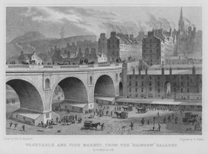 Gemüse- und Fischmarkt, von der Rainbow Gallery, Edinburgh von Thomas Hosmer Shepherd