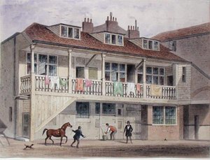 Blick auf das Black Lion Inn, Whitefriars Street, ca. 1855 von Thomas Hosmer Shepherd