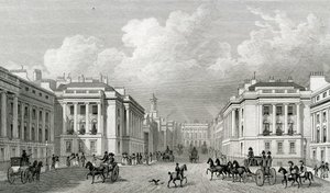 Waterloo Place und ein Teil der Regent Street, veröffentlicht 1828 von Thomas Hosmer Shepherd