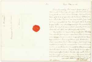 Autographenbrief als US-Botschafter in Frankreich, an Giovanni Fabbroni, Paris, 24. Mai 1789