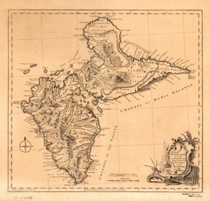 Guadeloupe, eine der Karibischen Inseln, die Frankreich in Westindien untersteht von Thomas Jefferys