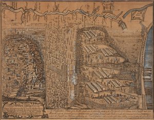 Ein Plan der Schlacht bei Lake George am 8. September 1755 von Thomas Johnston