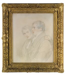 Doppelporträt von Richard Rowland Bloxam (1797-1877) und Andrew Bloxam (1801-1878), Halbfigur, im Profil, am Vorabend ihrer Abreise zu den Sandwichinseln [Hawaii] im Jahr 1823 von Thomas Lawrence
