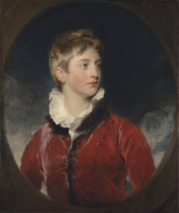 Porträt von Frederick William Stewart, 4. Marquess of Londonderry, K.P., M.P. (1805-1872) als Junge, Halbfigur, in einer roten Jacke, in einem angedeuteten Oval