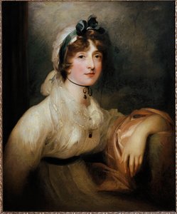 Porträt von Lady Milner Junge Dame in einem Kleid des ersten Kaiserreichs, mit einem blutigen Druck von einem Band bedeckt. Gemälde von Sir Thomas Lawrence von Thomas Lawrence