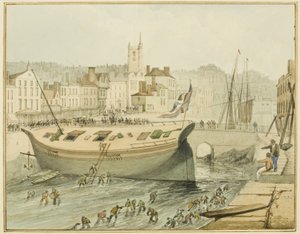 Reinigung des Schwimmhafens, 1828 von Thomas Leeson the Elder Rowbotham