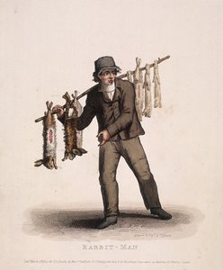 Kaninchenverkäufer mit einem Stock voller Kaninchen, 1820