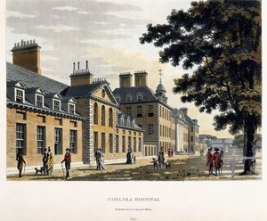 Chelsea Hospital, aus "Eine malerische Tour durch die Städte London und Westminster illustriert", 1792-1801 von Thomas Malton Jnr.
