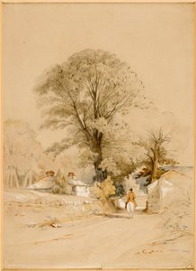 Landschaftsgasse mit Reiter