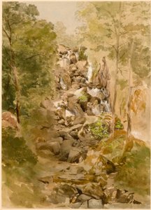 Landschaft mit Wasserfall