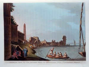 Außenansicht der antiken Mauer von Alexandria mit dem Obelisken von Kleopatra von Thomas Milton