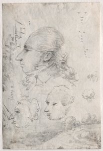Studien von Köpfen verso, ca. 1820er Jahre von Thomas Monro