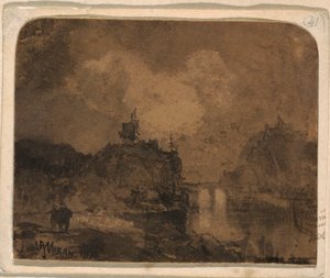 Zeichnung, Flusslandschaft, Grand Canyon, Colorado, 1870 von Thomas Moran