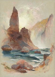 Turm bei den Tower Falls, Yellowstone, 1872 (Aquarell und Gouache über Graphit)