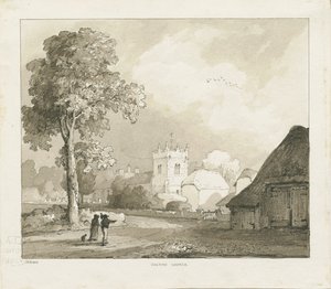 Colton Kirche: Sepia-Zeichnung von Thomas Peploe Wood