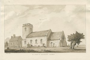 Ellenhall Kirche (Sepia-Zeichnung) von Thomas Peploe Wood