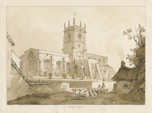 Gnosall Church: Waschzeichnung, 1838