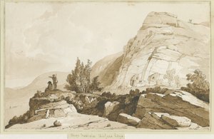 Kinver Edge - "Megs Foxhole": Sepia-Zeichnung, 1837 von Thomas Peploe Wood