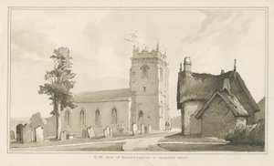 Milwich Kirche und Pfarrhaus: Feder- und Waschzeichnung, nd [?1838]