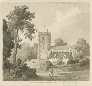 Mucklestone Church: Sepia-Waschzeichnung