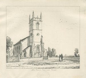 Needwood - "Neue Kirche": Federzeichnung, 1837 von Thomas Peploe Wood