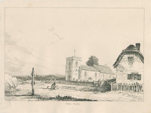 Stowe Kirche: Feder- und Tintenzeichnung
