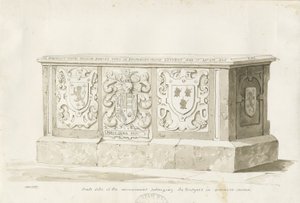 Grab in der Biddulph Kirche - William Bowyer: Sepia-Zeichnung