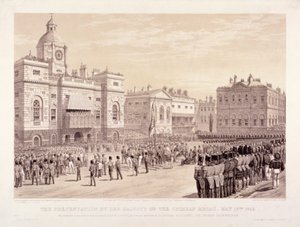 Verleihung der Krim-Medaille durch Königin Victoria an Oberst Sir Thomas Trowbridge, 18. Mai 1855
